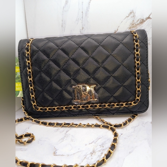 Badgley Mischka Handbags - Badgley Mischka Black Quilted Bag with Gold Chain